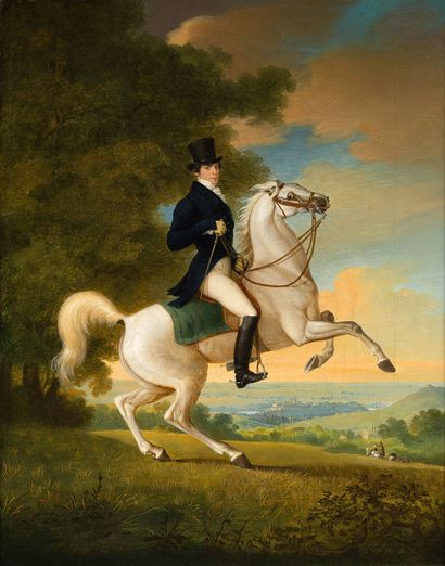 ALEXANDER CLAROT VIENNE, 1796 - 1842, PRAGUE Rider on his Horse rearing up
Oil on...