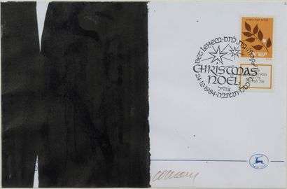 PIERRE SOULAGES (1919 - 2022) Sans titre, 1984
Encre sur enveloppe en papier, signé...