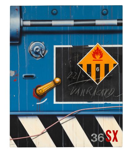 PETER KLASEN (né en 1935) Wagon bleu/manette, 1987
Oil on canvas, signed, dated and...