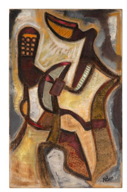 JEAN-MICHEL ATLAN (1913 - 1960) 无题》，1957年
布面油画，右下方有签名
130 x 81 cm
51 3/16 x 31 57/64...