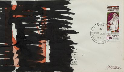 PIERRE SOULAGES (1919 - 2022) Sans titre, 1973
Encre sur enveloppe de papier, signée...