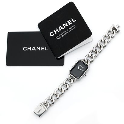 CHANEL CHANEL
No. C.X.K. 81905
Montre bracelet de dame en acier et diamants. Boîtier...