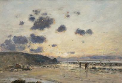 Eugène BOUDIN (1824-1898) Marée basse, circa 1890-1895 
Huile sur toile, signée en...