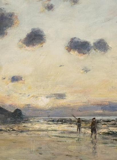 Eugène BOUDIN (1824-1898) Marée basse, circa 1890-1895 
Huile sur toile, signée en...