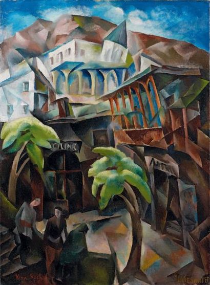 Vera ROCKLINE (1896-1934) Vue de Tiflis, circa 1919 Huile sur toile, signée «Vera...