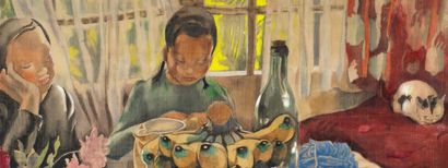 ALIX AYMÉ (1894-1989) Le goûter. Dans l'atelier de l'artiste, Hanoi, circa 1940
Ink,...