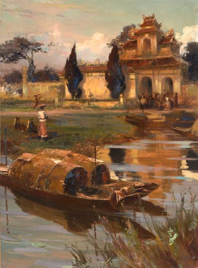 HENRI ÉMILE VOLLET (1861-1945) Porte de la Cité impériale à Hué
Oil on canvas, signed...