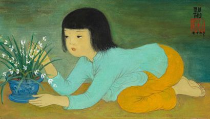 MAI TRUNG THỨ (1906-1980) Contemplation, 1979
Ink and color on silk, signed and dated...