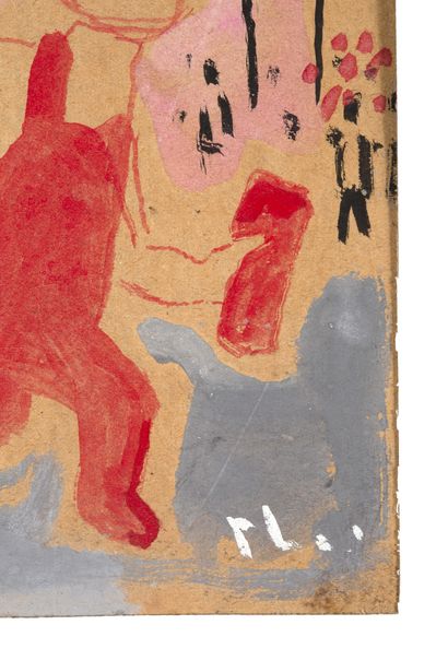 BÙI XUÂN PHÁI (1920-1988) *母亲和孩子，约1960年 
纸上水粉画，右下角签名，背面有注解 
30.3 x 22 cm on view...