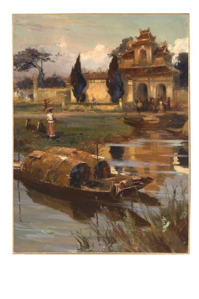 HENRI ÉMILE VOLLET (1861-1945) Porte de la Cité impériale à Hué
Oil on canvas, signed...