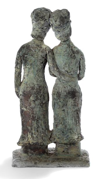 VŨ CAO ĐÀM (1908-2000) Deux jeunes femmes
Terracotta sculpture, signed on the base
29...