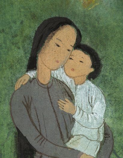 MAI TRUNG THỨ (1906-1980) Jeune femme et enfant au balluchon, 1952
Ink and colors...