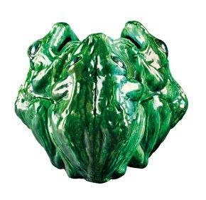 EDMOND LACHENAL (1855-1930) Rare vase zoomorphe en grès émaillé vert figurant trois...