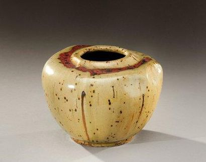 Pierre-Adrien DALPAYRAT (1844-1910) Vase ovoïde à surface cabossée à petit col en...