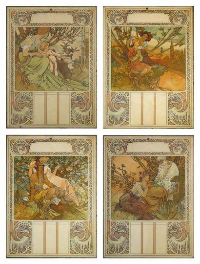ALPHONSE MUCHA (1860-1939) «Las Ages de la vie» Série complète du calendrier comprenant...