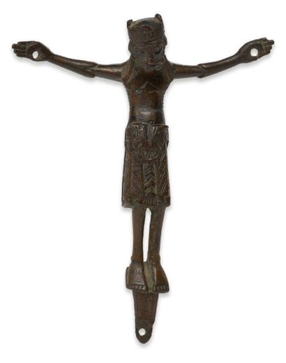 CHRIST D'APPLIQUE en bronze, tel crucifié....