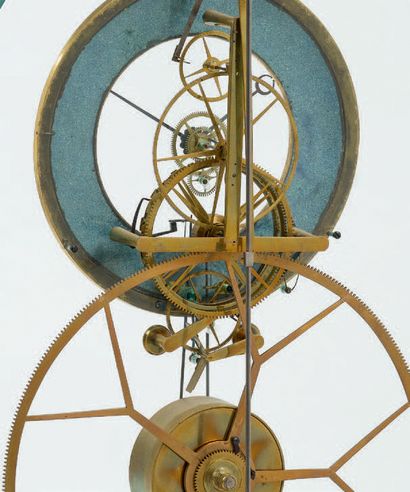 TRAVAIL FRANÇAIS - Début XIXe siècle Pendule squelette 
à une grande roue avec sonnerie....