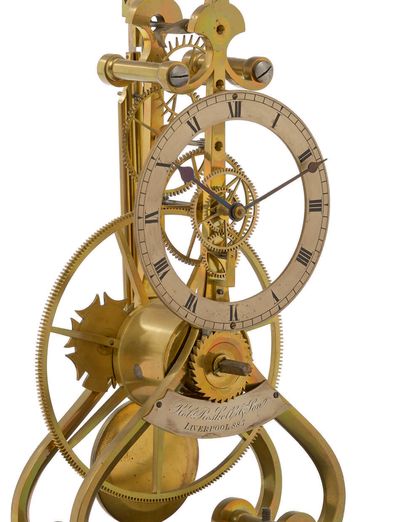 Robert ROSKELL & Sons, Liverpool - Milieu XIXe siècle Pendule squelette anglaise...
