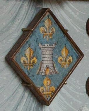 null Carreau de pavage losangique en faïence de Nevers à décor d'une tour et de fleurs...