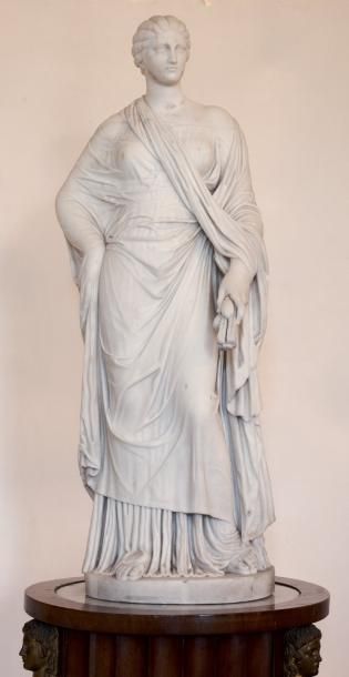 null Statuette en marbre blanc finement sculpté représentant Cérès Mattei. Travail...