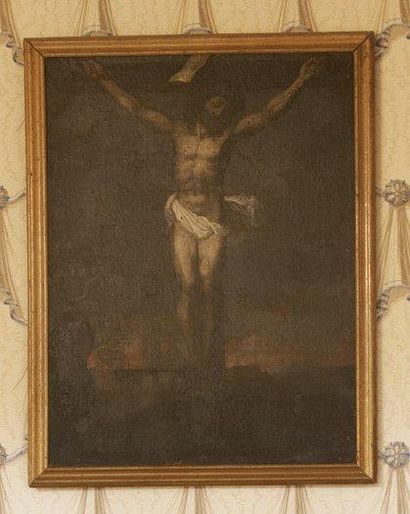 Ecole française du XVII° Christ en croix Huile sur toile 97 x 72 cm