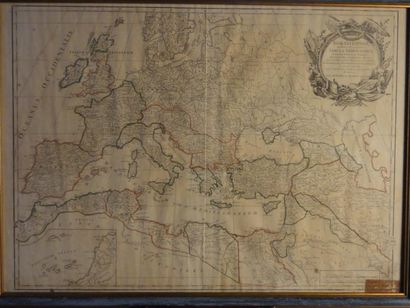 ROMANI IMPERII Carte de l'empire romain par VAUGONDY XVIIIe