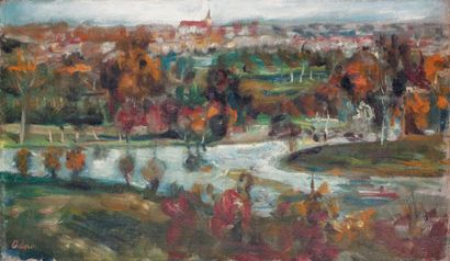 Lucien ADRION (1889-1953) Paysage d'automne Huile sur toile, signée en bas à gauche...