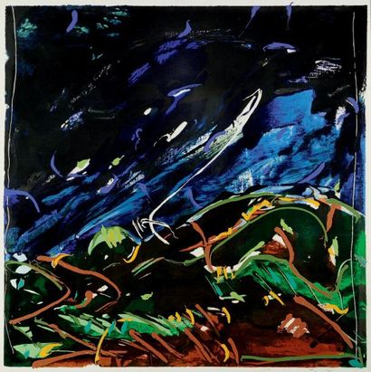 Mario SCHIFANO (1934 -1998) Paysage, circa 1985 Serigraphie Monogrammée en bas à...