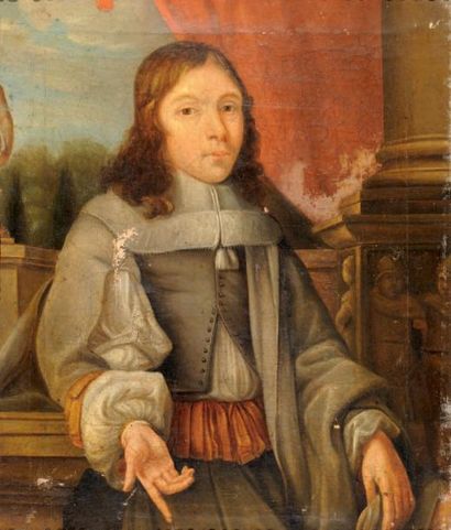 Ecole FLAMANDE du XVIIème siècle Portrait d'homme en habit gris Huile sur toile 28...