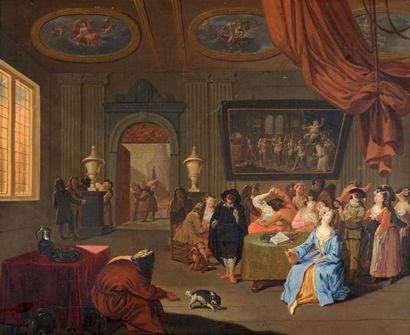 Ecole FLAMANDE du XVIIIème siècle, entourage de Cornelis TROOST Scène de bal masqué...