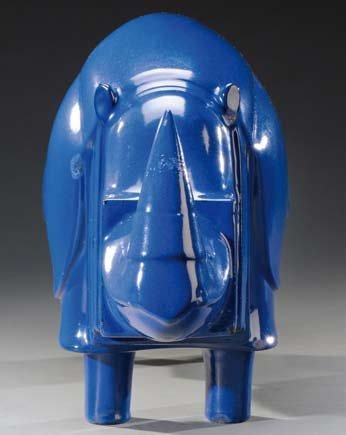 FRANCOIS-XAVIER LALANNE (1927-2008) Rhinocéros en fonte émaillée bleue. Editions...