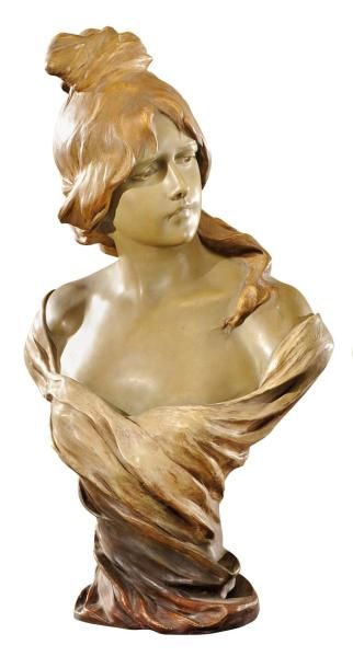 FRIEDRICH GOLDSCHEIDER (1845-1897) Sculpture en terre cuite polychrome figurant un...