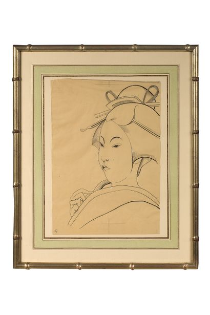 LÉONARD-TSUGUHARU FOUJITA (1886 - 1968) Geisha de trois-quarts
Maquette pour Le Dragon...