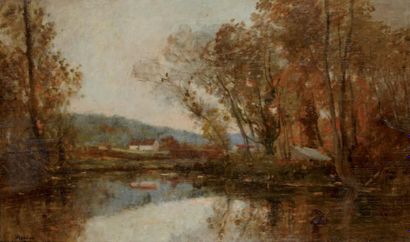 Louis APPIAN (1862-1896) Paysage d'automne Huile sur panneau, signée en bas à gauche...