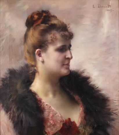 Lucien DOUCET (1856-1895) Portrait de Betty du Cabaret du Chat Noir, 1889 Huile sur...