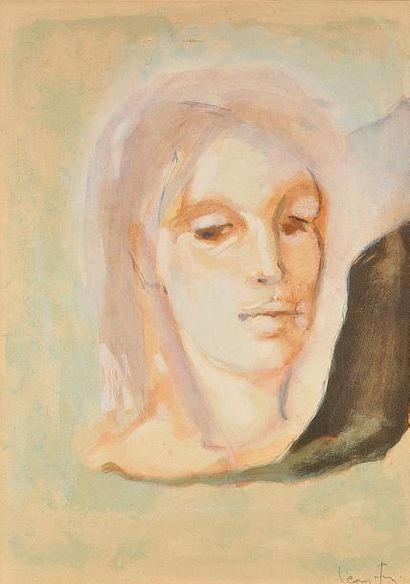 Léonor FINI (1908-1996) Portait de femme Aquarelle, signée en bas à droite 43 x 31...