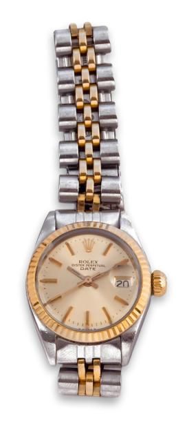 ROLEX OYSTER PERPETUAL "DATE"1970. Montre-bracelet de dame acier et or jaune 18K,...