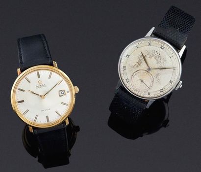 OMEGA LOT. Lot de deux montres oméga l'une acier des années 30 diam 35mm, l'autre...