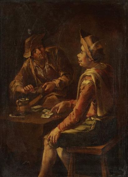 Attribué à Francesco CIPPER dit TODESCHINI (vers 1707-1736) Les joueurs de cartes...