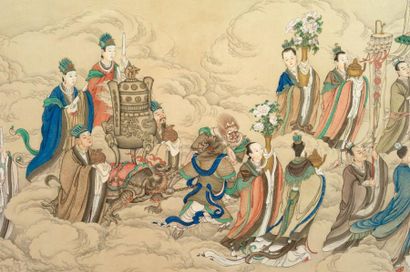 CHINE Rouleau peint par Zhang Weibang 张为邦d’après Lu Huang 陆晃, daté 1752, des anciennes...