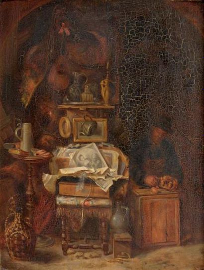 ECOLE FLAMANDE Scène d'interieur: la vie de Bohème Huile sur panneau 41 x 32 cm ...