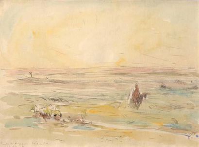 Georges RICARD-CORDINGLEY (1873-1939) Personnage sur un âne dans le désert du soleil...