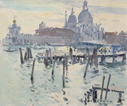 Paul-Jean ANDERBOUHR (1909-2006) Venise Huile sur toile Signé en bas à droite 38...