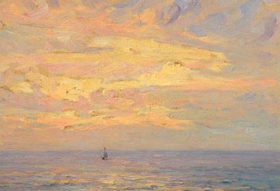 Georges RICARD-CORDINGLEY (1873-1939) Effets de lumière sur la mer Huile sur toile...