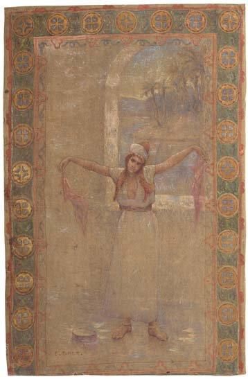 École orientaliste, vers 1900 La Danseuse aux foulards Huile sur toile Signé en bas...