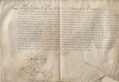 null Louis XIV roi de France L.S Fontainebelau le 10 octobre 1655, contresignée par...
