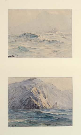 Georges RICARD-CORDINGLEY (1873-1939) Cap Ortegal, 1929 Deux aquarelles dans un même...