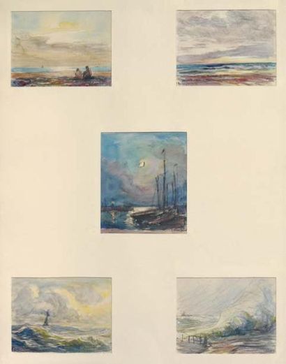 Georges RICARD-CORDINGLEY (1873-1939) Lot de 5 dessins comprenant: 1 - Personnages...