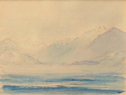 Georges RICARD-CORDINGLEY (1873-1939) Lac Majeur Aquarelle sur papier 13 x 17 cm
