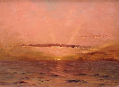 Georges RICARD-CORDINGLEY (1873-1939) Mer Rouge, 1909 Huile sur carton Signé en bas...